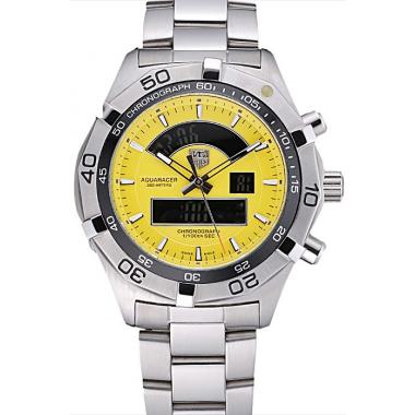 Tag Heuer Aquaracer Chronotimer Yellow Dial Stainless Steel Band  622415 Replica