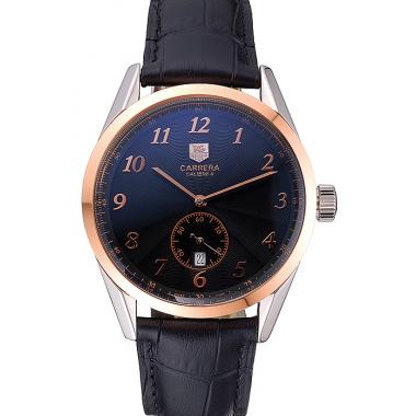 Tag Heuer Carerra Calibre 6 Black Dial Rose Gold Black Leather Band  622163