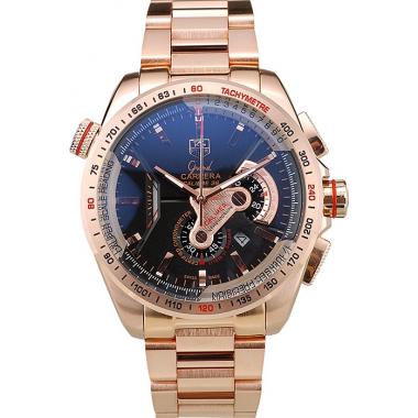 Cheap Tag Heuer Carrera Rose Gold Case Black Dial