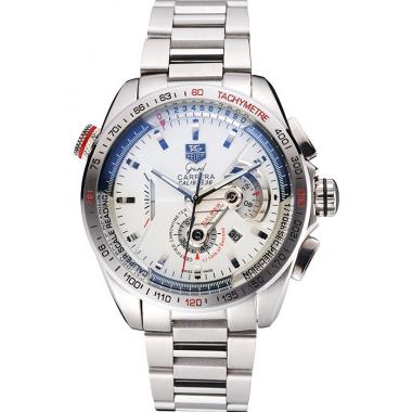 Tag Heuer Carrera Tachymeter Bezel White Dial Stainless Steel Strap