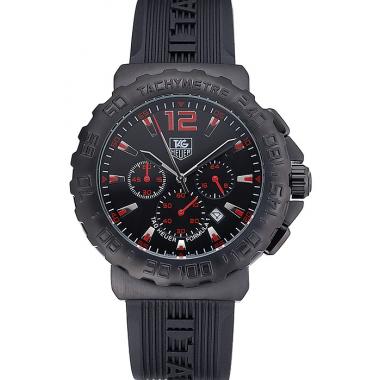 Tag Heuer Formula 1 Chronograph Black Dial Black Bezel Red Numerals  622408