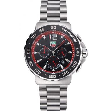 Tag Heuer Formula 1 Chronograph Black Dial Black Bezel Stainless Steel Band Red Numerals  622411