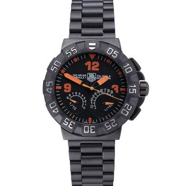 Cheap Tag Heuer Formula One Calibre S Black Dial Orange Numerals Ion Plated Steinless Steel Bracelet 622300