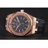 Swiss Audemars Piguet Royal Oak Black Dial Gold Case Black Leather Strap