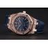 Swiss Audemars Piguet Royal Oak Blue Dial Gold Case With Diamonds Blue Leather Strap