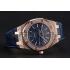 Swiss Audemars Piguet Royal Oak Blue Dial Gold Case With Diamonds Blue Leather Strap