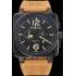 Bell and Ross BR 03-94 Black Dial Black Case Brown Leather Strap