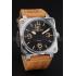 Replica Bell and Ross BR 01-92 Black Dial Silver Case Gold Numerals Brown Leather Strap