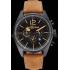 Cheap Bell and Ross BR126 Flyback Black Dial Black Case Gold Numerals Brown Suede Leather Strap