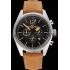 Bell and Ross BR126 Flyback Black Dial Silver Case Gold Numerals Brown Suede Leather Strap