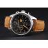 Bell and Ross BR126 Flyback Black Dial Silver Case Gold Numerals Brown Suede Leather Strap