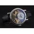 Replica Breguet Duo Tourbillon Silver Case White Dial Black Leather Bracelet  622622