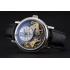 Replica Breguet Duo Tourbillon Silver Case White Dial Black Leather Bracelet  622622