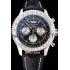 Swiss Breitling Navitimer Black Dial Stainless Stell Case Black Leather Strap Replica