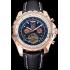 Breitling For Bentley Mulliner Tourbillon Black Dial Rose Gold Case Black Leather Strap