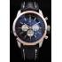 Breitling Transocean Black Dial Black Leather Strap Rose Gold Bezel 98203