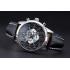 Breitling Transocean Chronograph Unitime Black Dial Stainless Steel Case Black Leather Bracelet 622242