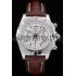 Swiss Breitling Certifie Stainless Steel Bezel Brown Croco Leather Bracelet White Dial 80285