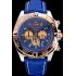 Breitling Chronomat Blue Dial Rose Gold Bezel And Subdials Stainless Steel Case Blue Leather Strap