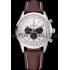 Breitling Transocean Chronograph White Dial Stainless Steel Case Brown Leather Bracelet 622243