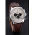 Breitling Transocean Chronograph White Dial Stainless Steel Case Brown Leather Bracelet 622243