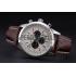 Breitling Transocean Chronograph White Dial Stainless Steel Case Brown Leather Bracelet 622243