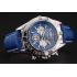 Breitling Chronomat Patrouille De France Blue Dial Stainless Steel Case Blue Leather Strap