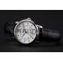 Cartier Ronde White Dial Diamond Hour Marks Stainless Steel Case Black Leather Strap