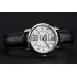 Cartier Ronde White Dial Diamond Hour Marks Stainless Steel Case Black Leather Strap