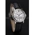 Cartier Ronde White Dial Diamond Hour Marks Stainless Steel Case Black Leather Strap