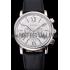 Cartier Rotonde Chronograph White Dial Stainless Steel Case Black Leather Strap