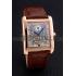 Replica Cartier Tank White Dial Rose Gold Case Brown Leather Strap  622764