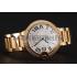 Swiss Cartier Ballon Bleu Two Timezone White Dial Diamond Case Gold Bracelet 1453872