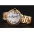 Swiss Cartier Ballon Bleu Two Timezone White Dial Diamond Case Gold Bracelet 1453872