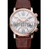 Cheap Cartier Rotonde Chronograph White Dial Rose Gold Case Brown Leather Strap