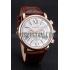 Cheap Cartier Rotonde Chronograph White Dial Rose Gold Case Brown Leather Strap