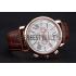 Cheap Cartier Rotonde Chronograph White Dial Rose Gold Case Brown Leather Strap