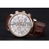 Cheap Cartier Rotonde Chronograph White Dial Rose Gold Case Brown Leather Strap