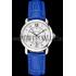 Cheap Cartier Ronde White Dial Diamond Hour Marks Stainless Steel Case Blue Leather Strap