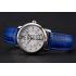 Cheap Cartier Ronde White Dial Diamond Hour Marks Stainless Steel Case Blue Leather Strap