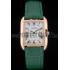 Replica Cartier Tank Anglaise 30mm White Dial Gold Case Green Leather Bracelet