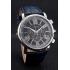 Replica Cartier Rotonde Chronograph Black Dial Stainless Steel Case Blue Leather Strap