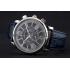 Replica Cartier Rotonde Chronograph Black Dial Stainless Steel Case Blue Leather Strap