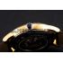 Swiss Cartier Rotonde Annual Calendar Black Dial Diamond Bezel Gold Case Black Leather Strap