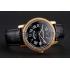 Swiss Cartier Rotonde Annual Calendar Black Dial Diamond Bezel Gold Case Black Leather Strap