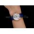 Replica Cartier Ronde White Dial Diamond Bezel Rose Gold Case Blue Leather Strap