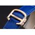 Replica Cartier Ronde White Dial Diamond Bezel Rose Gold Case Blue Leather Strap