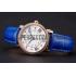 Replica Cartier Ronde White Dial Diamond Bezel Rose Gold Case Blue Leather Strap