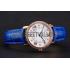 Replica Cartier Ronde White Dial Diamond Bezel Rose Gold Case Blue Leather Strap