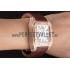 Swiss Cartier Santos Rose Gold Bezel with Diamonds and Brown Leather Strap sct46  621530